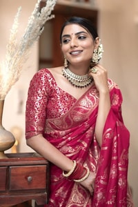 Floral Brocade Banarasi Soft Silk Saree with Gold Zari Weaving in Nine Colours  in Surat
