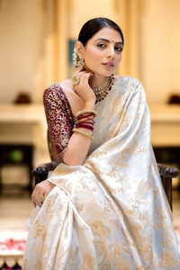 Floral Brocade Banarasi Soft Silk Saree with Gold Zari Weaving in Nine Colours  in Surat