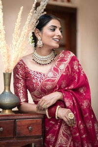 Floral Brocade Banarasi Soft Silk Saree with Gold Zari Weaving in Nine Colours  in Surat