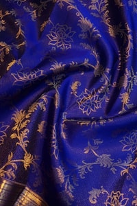Floral Creeper Jaal Banarasi Soft Silk Saree with Gold Zari Border in Royal Blue and Maroon  in Surat