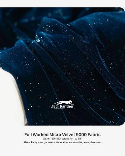 Foil Worked Micro Velvet 9000 Fabric GSM 150 to 180 Width 44 Inch and 58 Inch for Party Wear Blouses in Surat