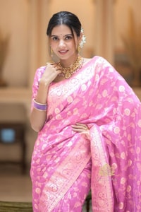Gold Zari Brocade Floral Jaal Banarasi Soft Silk Saree in Seven Pastel and Jewel Shades  in Surat