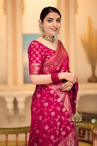 Gold Zari Brocade Floral Jaal Banarasi Soft Silk Saree in Seven Pastel and Jewel Shades  in Surat