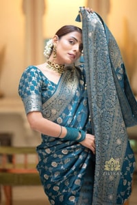 Gold Zari Brocade Floral Jaal Banarasi Soft Silk Saree in Seven Pastel and Jewel Shades  in Surat