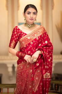 Gold Zari Brocade Floral Jaal Banarasi Soft Silk Saree in Seven Pastel and Jewel Shades  in Surat