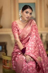 Gold Zari Brocade Floral Jaal Banarasi Soft Silk Saree in Seven Pastel and Jewel Shades  in Surat