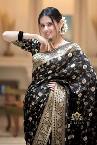 Gold Zari Brocade Floral Jaal Banarasi Soft Silk Saree in Seven Pastel and Jewel Shades  in Surat