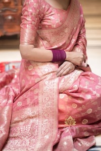 Gold Zari Brocade Floral Jaal Banarasi Soft Silk Saree in Seven Pastel and Jewel Shades  in Surat