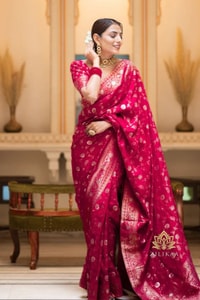 Gold Zari Brocade Floral Jaal Banarasi Soft Silk Saree in Seven Pastel and Jewel Shades  in Surat