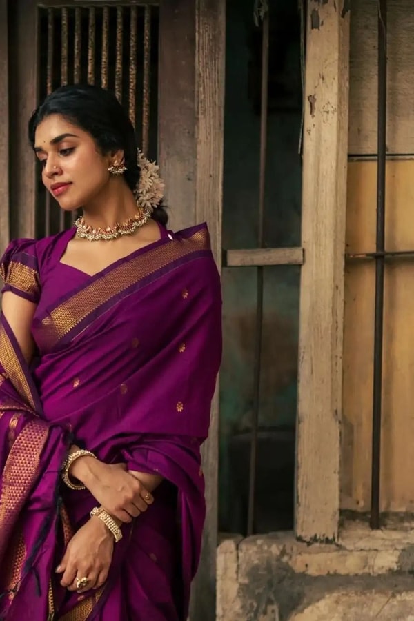 Gold Zari Butti Banarasi Soft Silk Saree with Striped Zari Pallu in Five Deep Shades  in Surat