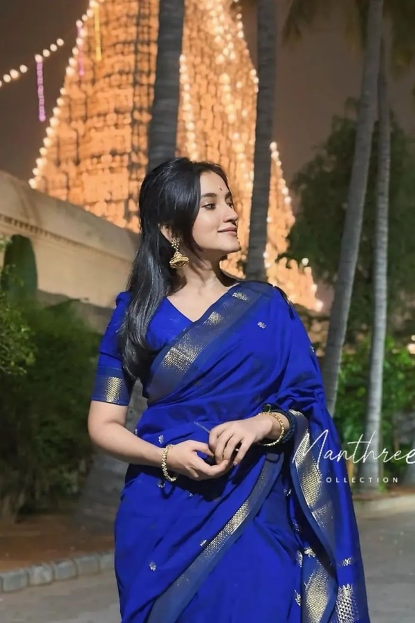 Gold Zari Butti Banarasi Soft Silk Saree with Striped Zari Pallu in Five Deep Shades  in Surat
