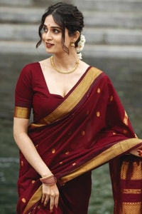 Gold Zari Butti Banarasi Soft Silk Saree with Striped Zari Pallu in Five Deep Shades  in Surat