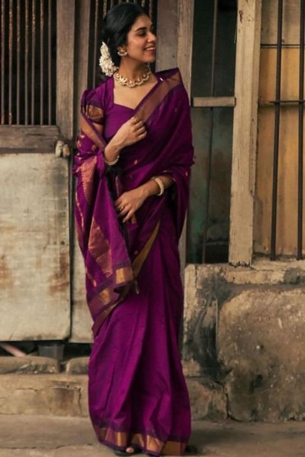 Gold Zari Butti Banarasi Soft Silk Saree with Striped Zari Pallu in Five Deep Shades  in Surat