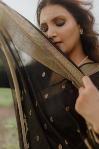 Gold Zari Butti Banarasi Soft Silk Saree with Striped Zari Pallu in Five Deep Shades  in Surat