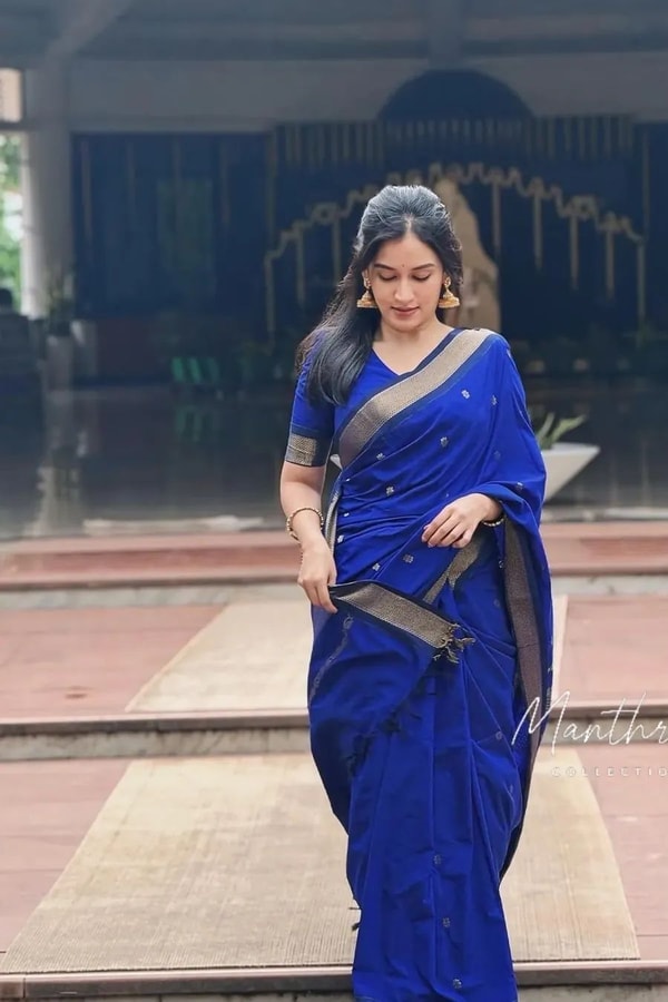Gold Zari Butti Banarasi Soft Silk Saree with Striped Zari Pallu in Five Deep Shades  in Surat