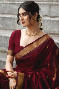 Gold Zari Butti Banarasi Soft Silk Saree with Striped Zari Pallu in Five Deep Shades  in Surat