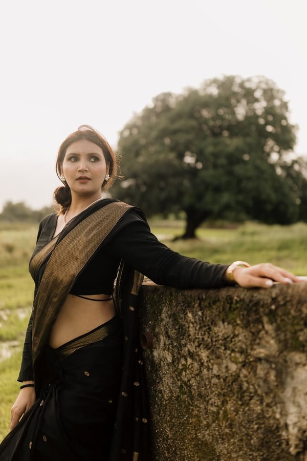 Gold Zari Butti Banarasi Soft Silk Saree with Striped Zari Pallu in Five Deep Shades  in Surat