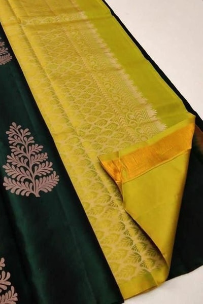 Gold Zari Leaf Butta Banarasi Soft Silk Saree with Contrast Pallu in Four Colour Pairs in Surat