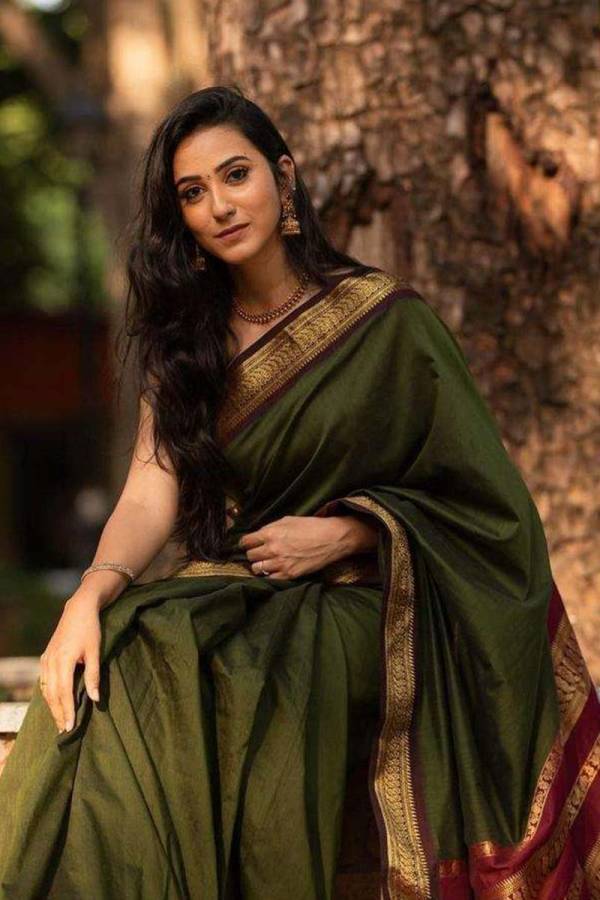Golden Elegance Intricate Design Saree with Fancy Border  in Surat