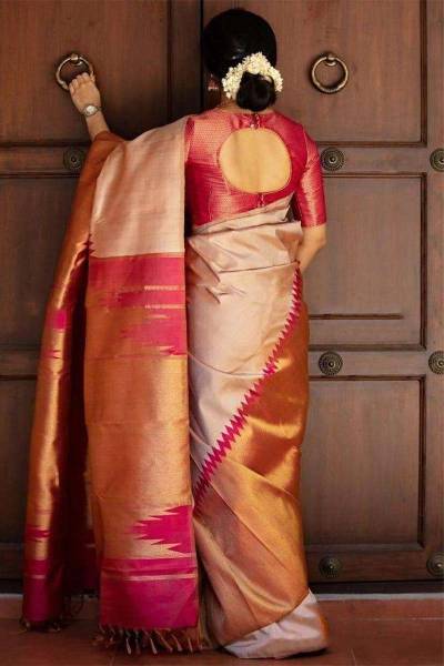 Golden Elegance Zari Weaving Jacquard Saree with Rich Pallu and Comfortable Woven in Surat