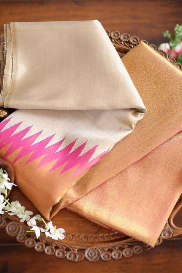 Golden Elegance Zari Weaving Jacquard Saree with Rich Pallu and Comfortable Woven  in Surat
