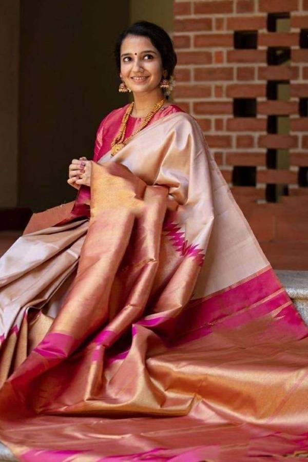 Golden Elegance Zari Weaving Jacquard Saree with Rich Pallu and Comfortable Woven  in Surat
