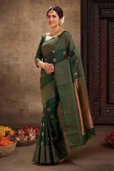 Golden Opulence Allovar Zari and Butta Design Saree in Surat