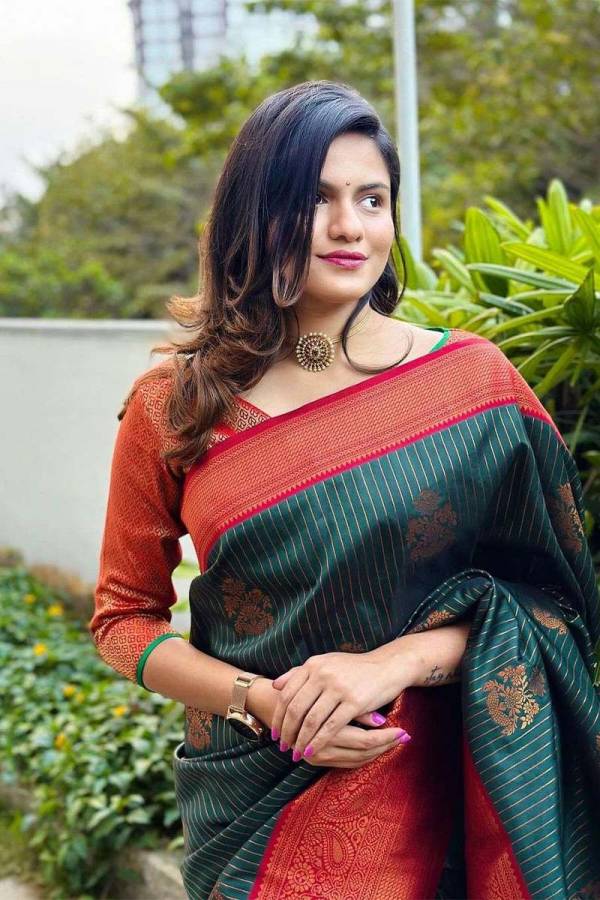 Golden Petals Luxurious Silk Saree with Intricate Floral Borders Design Saree  in Surat