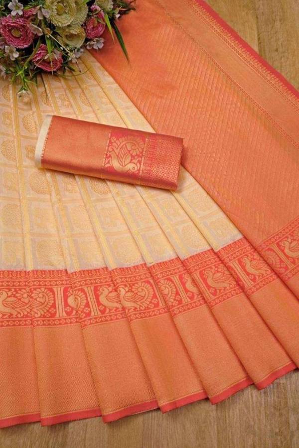 Golden Rich Pallu with Allover Box Design Saree  in Surat