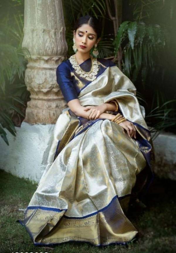 Golden Rich Pallu with Allover Flower Design Saree  in Surat