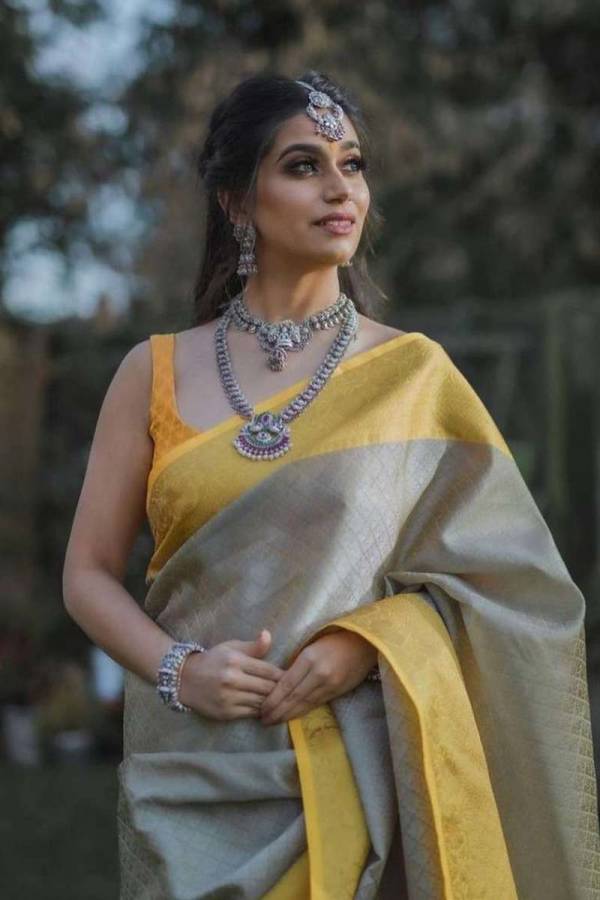 Golden Rich Pallu with Allover Golden Box Design Saree  in Surat
