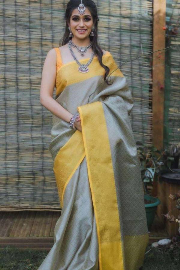 Golden Rich Pallu with Allover Golden Box Design Saree  in Surat