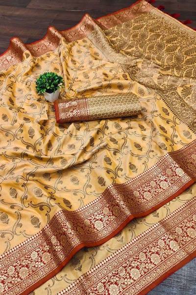 Golden Threads A Soft Silk Saree with Traditional Sarees Zari Weaving Motifs and Rich Pallu in Surat