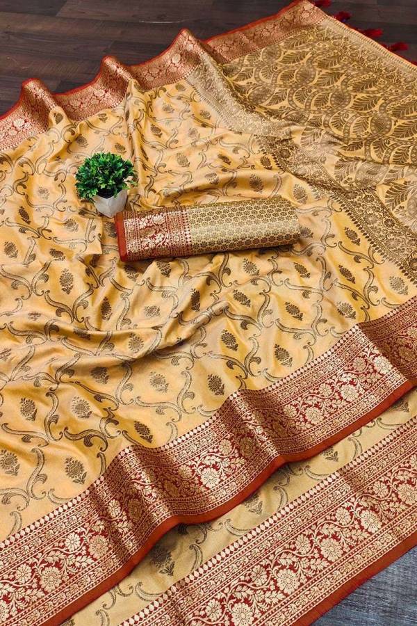 Golden Threads A Soft Silk Saree with Traditional Sarees Zari Weaving Motifs and Rich Pallu  in Surat