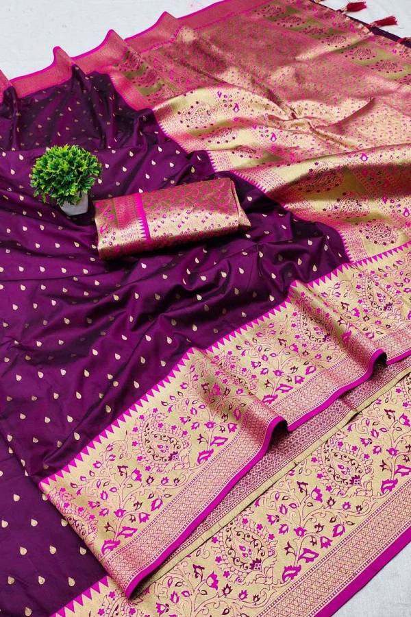 Golden Threads A Soft Silk Saree with Zari Weaving Motifs and Rich Pallu  in Surat