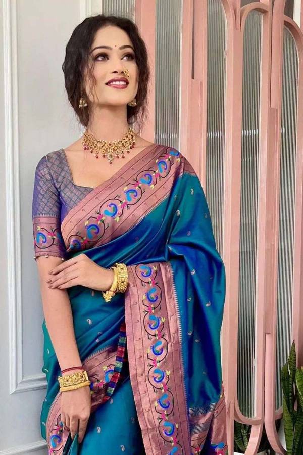 Golden Threads Pethani Silk Saree with Intricate Zari and Meenakari  in Surat