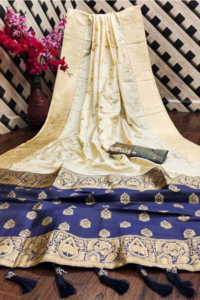 Golden Threads Soft Silk Saree with Intricate Zari Weaving in Surat