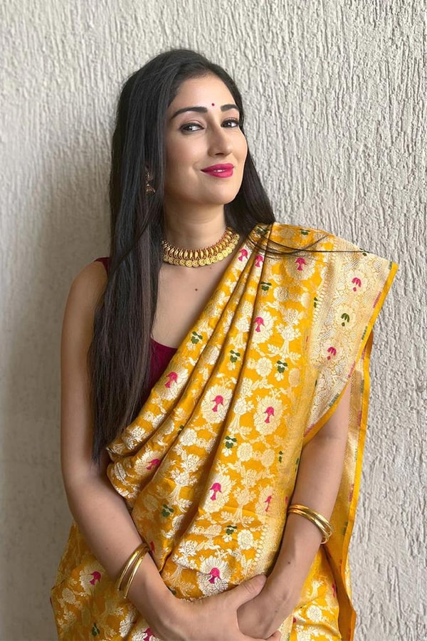 Golden Yellow Banarasi Soft Silk Saree with Meenakari Floral Jaal and Zari Pallu  in Surat