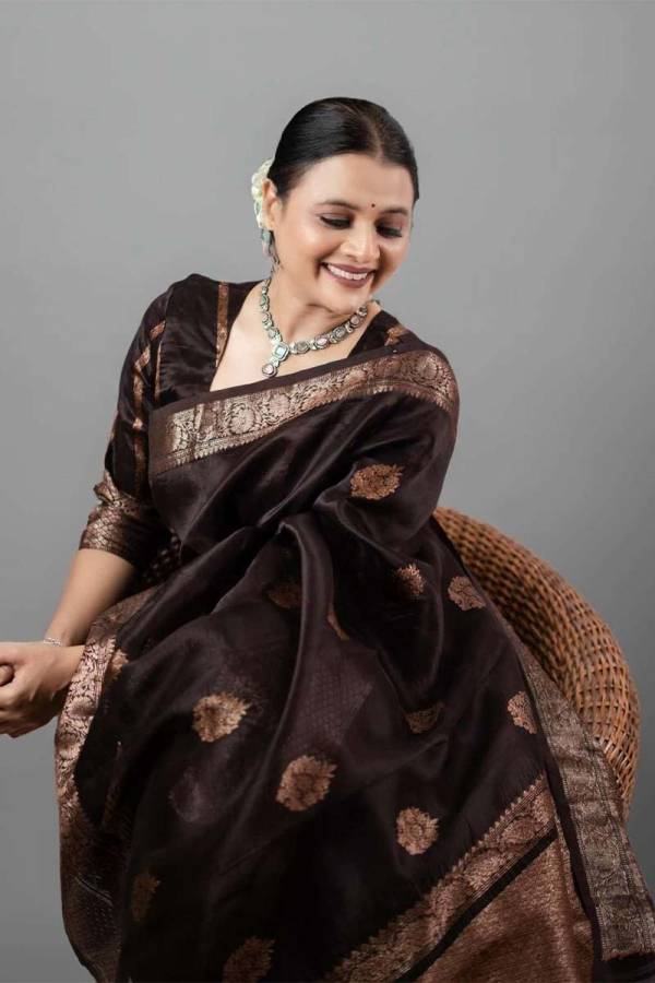 Golden Zari Work and Intricate Detailing The Banarasi Silk Saree  in Surat