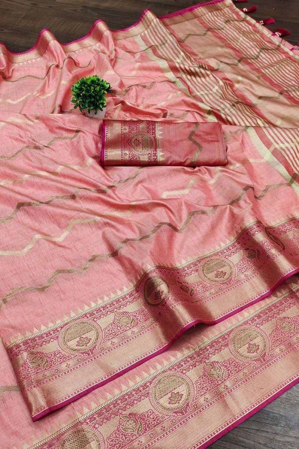 Golden Zari Zigzag Soft Silk Multicolor Saree with Intricate Weaving and Tassel Pallu Accent  in Surat