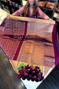 Grape Purple Banarasi Soft Silk Saree with Copper Zari Brocade and Rich Copper Pallu  in Surat