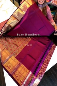 Grape Purple Banarasi Soft Silk Saree with Copper Zari Brocade and Rich Copper Pallu  in Surat
