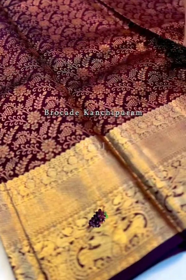 Grape Purple Banarasi Soft Silk Saree with Copper Zari Brocade and Rich Copper Pallu  in Surat