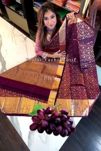 Grape Purple Banarasi Soft Silk Saree with Copper Zari Brocade and Rich Copper Pallu  in Surat video 2