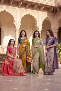 Half and Half Banarasi Soft Silk Saree with Lotus Zari Buttas and Brocade Lower Body  in Surat