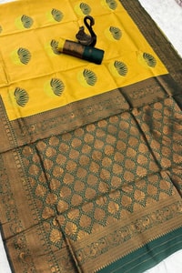 Half and Half Banarasi Soft Silk Saree with Lotus Zari Buttas and Brocade Lower Body  in Surat