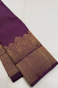 Heavy Brocade Border Banarasi Soft Silk Saree with Gold Zari Buttas in Coffee and Wine  in Surat