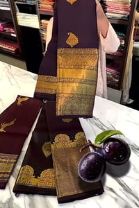 Indigo Blue Banarasi Soft Silk Saree with Gold Zari Buttas and Mustard Checked Pallu  in Surat video 1