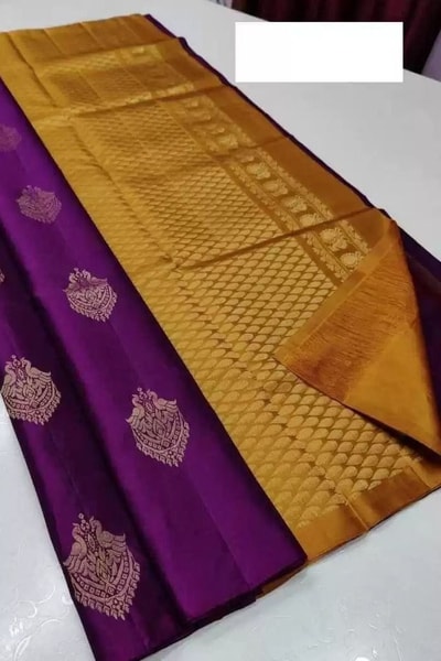 Jewel-Tone Banarasi Soft Silk Saree with Zari Buttas and Geometric Zari Contrast Pallu in Surat