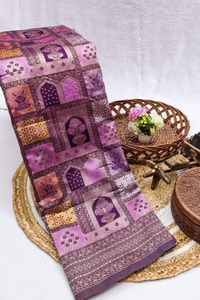 Jharokha Motif Banarasi Soft Silk Saree with Multi-Colour Meenakari Weave in Five Colours  in Surat